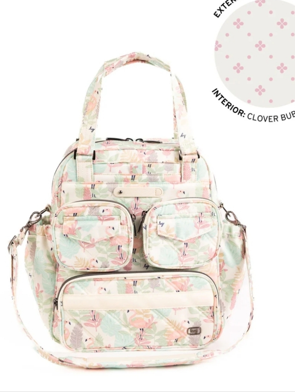 $135 Retail, NWT Lug Mini Puddle Jumper Tote & Backpack In Flamingo Foliage.